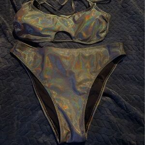 No Boundaries Glittery Black Bikini